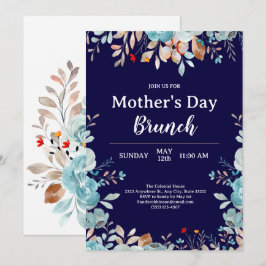 Convite Elegante Blue Wildflower Blue Brunch