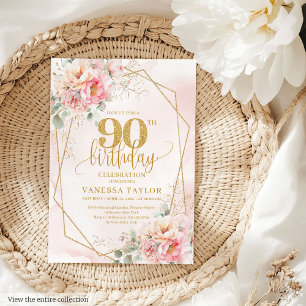 Convite Elegante Blush Dourado Brilhante, cor-de-rosa, 90