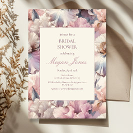 Convite Elegante Blush Floral Classic Formal Chá de panela