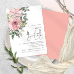 Convite Elegante Blush Floral Cor-de-rosa Festa de anivers<br><div class="desc">Elegante Blush Pink Florals Trinta Convite de Aniversário. Uma ilustração floral artística de tendências para convidar seus hóspedes para comemorar seu aniversário de 30 anos, com flores e folhas no canto superior esquerdo. Um roteiro elegante para a ocasião e personalizar facilmente o resto do texto de acordo com suas necessidades....</div>