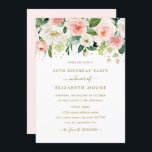 Convite Elegante Blush Floral Dourado aniversário de 30 an<br><div class="desc">Mais bonito convites para o aniversário floral na Loja Little Bayleigh!</div>