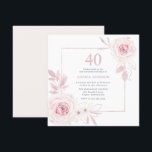 Convite Elegante Blush Floral Frame aniversário de 40 anos<br><div class="desc">Elegante Convite de festas de Frame Floral Floral de Frame Consulte nossa loja para ver muito mais Convites de Casamento e itens correspondentes.</div>