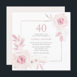 Convite Elegante Blush Floral Frame aniversário de 40 anos<br><div class="desc">Elegante Convite de festas de Frame Floral Floral de Frame Consulte nossa loja para ver muito mais Convites de Casamento e itens correspondentes.</div>