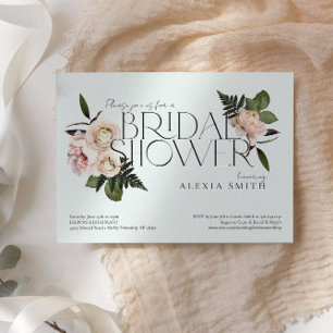 Convite Elegante Blush Modern Floral Chá de panela