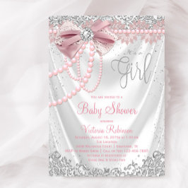 Convite Elegante Blush Pink Diamond Play Chá de fraldas Gi