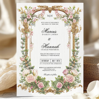 Convite Elegante Blush Pink Floral e Eucalyptus Greeneresc