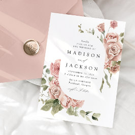 Convite Elegante Blush Rosas e Greenery Wedding