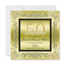 Elegante Boda de 50 Anos Feminina Dourado e Preto