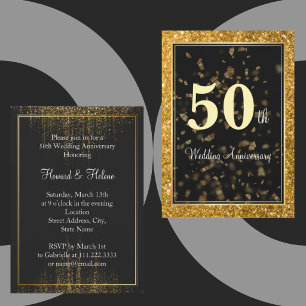 Convite Elegante Bodas de Ouro 50º Aniversário