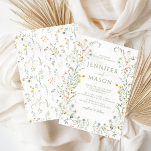 Convite Elegante Boêmio Colorido Floral de Prado Casamento