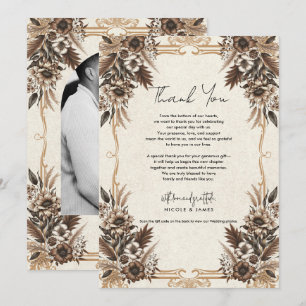 Convite Elegante Boêmio Floral Vintage Agradecimento de Ca
