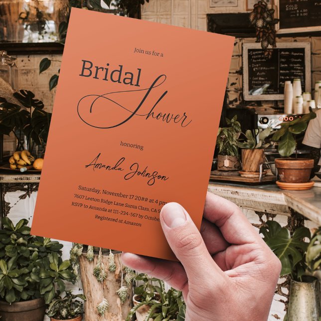 Convite Elegante Bohemian Burnt Orange Rustic Chá de panel (Criador carregado)