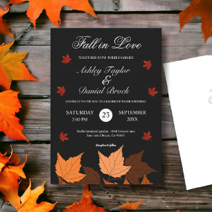 Convite Elegante Boho Black and White Fall in Love Weding