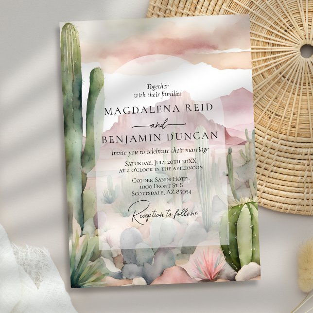 Convite Elegante Boho Desert Landscape Cactus Weding (Criador carregado)
