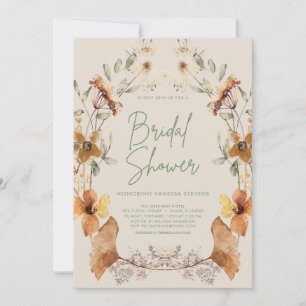 Convite Elegante Boho Floral Festa de Noivado com Flores S