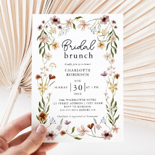 Convite Elegante Boho Floral Wildflower Bridal Brunch
