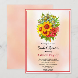 Convite Elegante boho floresce buquê floral