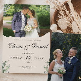 Convite Elegante Boho Folhas de Eucalipto & Casamento Foto