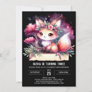 Convite Elegante Boho Fox Birthday
