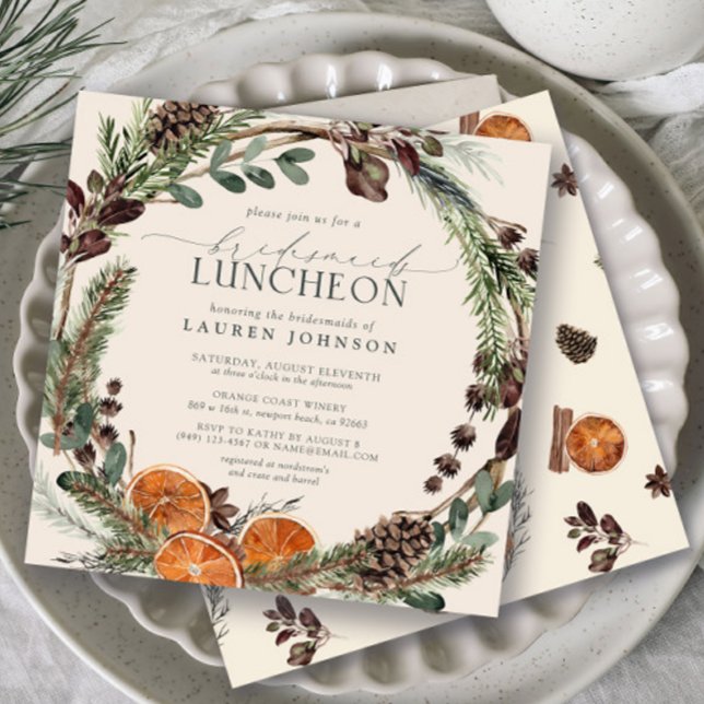 Convite Elegante Boho Greenery Citrus Bridesmaids Luncheon (Bridesmaids Luncheon Invitation!)