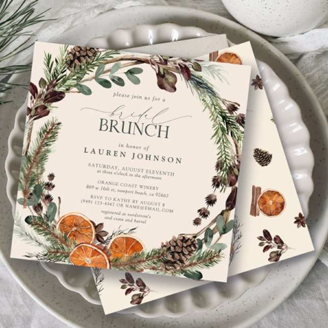 Convite Elegante Boho Greenery Citrus Fall Bridal Brunch (Bridal Brunch Invitation!)