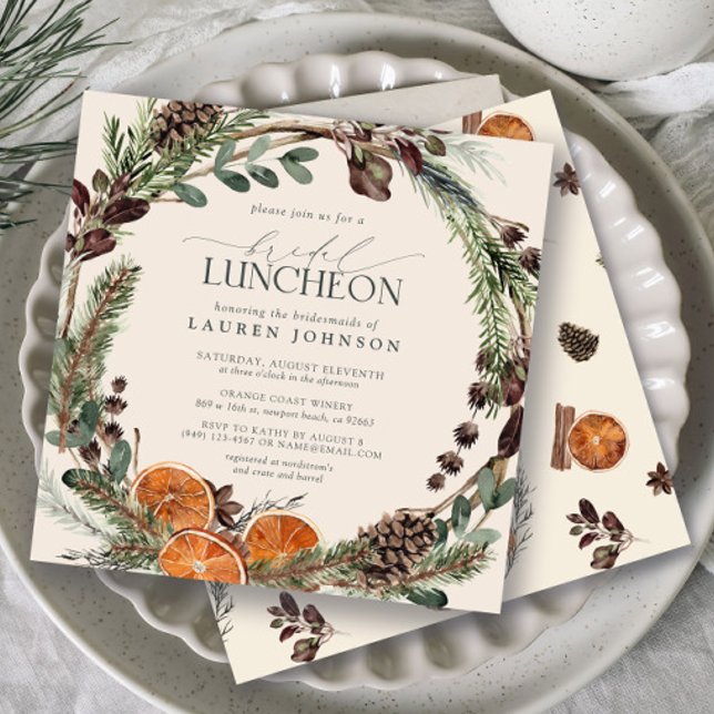 Convite Elegante Boho Greenery Citrus Fall Bridal Luncheon (Bridal Luncheon Invitation!)