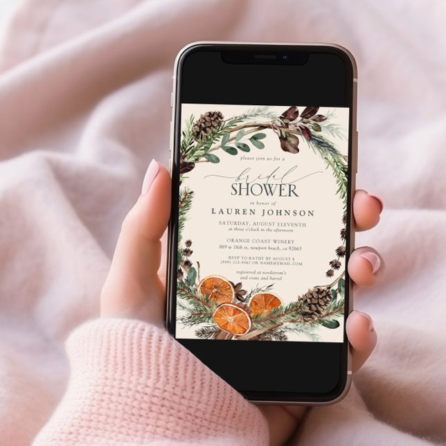 Convite Elegante Boho Greenery Citrus Fall Chá de panela (Criador carregado)