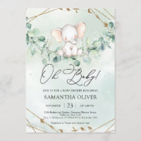 Elegante Boho Greenery Eucalytpus Elephant Oh Baby