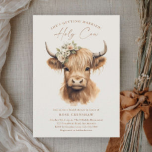 Convite Elegante Boho Highland Cow Chá de panela
