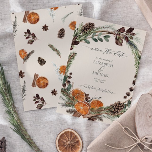 Convite Elegante Boho Rustic Citrus Orange Salva a Data (Save the Date Invitation!)