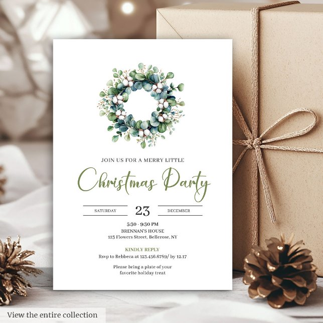 Convite Elegante Boho Terroso Aquarela Festa de Natal (Elegant Boho Earthy Watercolor Festive Party Invite)