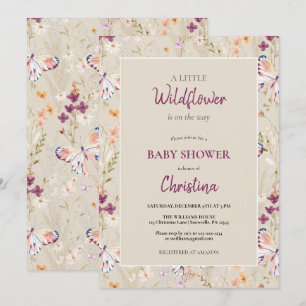 Convite Elegante Boho Watercolor Chá de fraldas