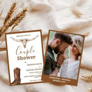Convite Elegante Boho Western Cowboy Casal Show