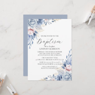 Convite Elegante Boho Wildflower baptism