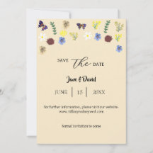 Elegante Boho Wildflower Eggshell Save-The-Date