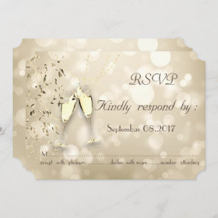 Convite Elegante Bokeh,Confetti Vidro RSVP Card