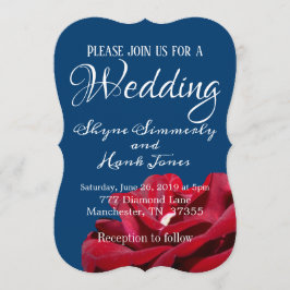 Convite Elegante Borgonha e Casamento no inverno Azul Mari