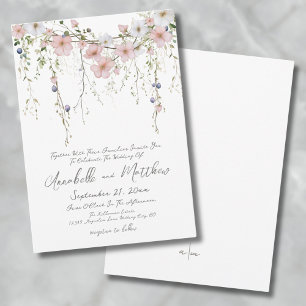 Convite Elegante Botânica Simples Floral de Flores Silvest