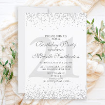 Elegante Branco Cinza Prata Brilho Aniversário de