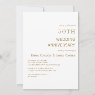 Convite Elegante Branco & Dourado 50º Aniversário 