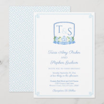 Elegante Brasão de Água-marinha Azul e Branco para