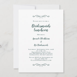 Convite Elegante Bridal Luncheon Bridesmaids Emerald Green