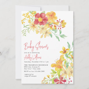 Convite Elegante Bright Floral Chá de fraldas Chic
