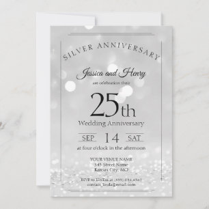 Convite Elegante Brilho Aniversário de Casamento de 25 Ano