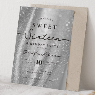 Convite Elegante Brilho Chic Doce Aniversário de 16 Anos P