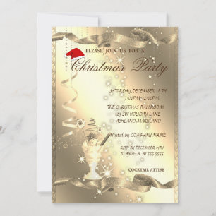 Convite Elegante, Brilho, Festa de Natal Corporativa,