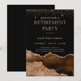 Convite Elegante Brown Agate Gemstone Retirement Party Inv