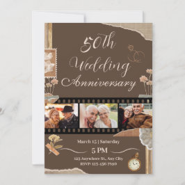 Convite Elegante Brown Vintage Floral Casamento Aniversári