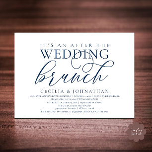 Convite Elegante Brunch Após o Casamento, Azul-Marinho Clá