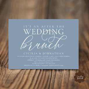 Convite Elegante Brunch Após o Casamento Moderno Azul Poei